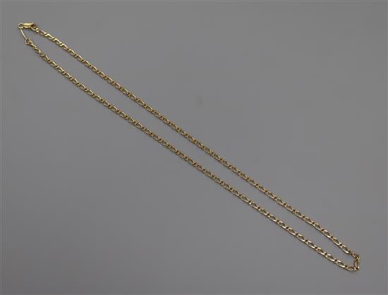 A 14k yellow metal curblink chain, 54cm.